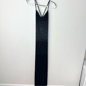 Vintage Jump Velvet Navy Blue Maxi Dress